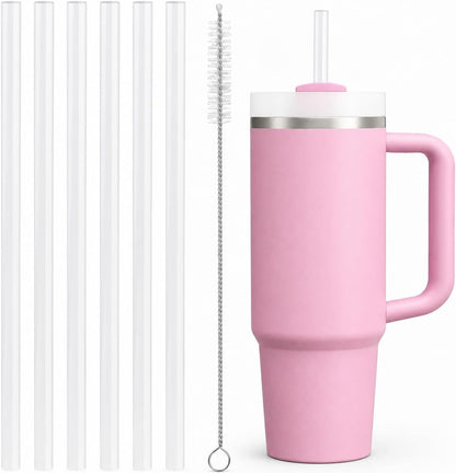 Replacement Straw Compatible with 40 oz Stanley Quencher Tumbler, 12 Inch Extra Long Reusable Plastic Straws for 40 Oz Cup, Clear-6 Pack
