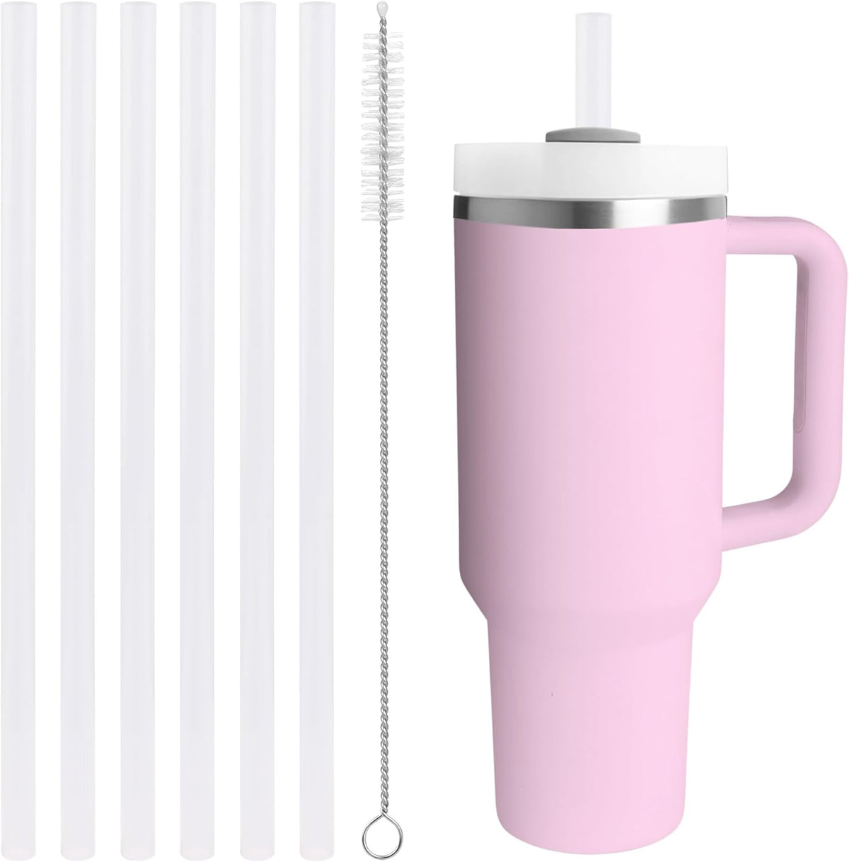 Replacement Straw Compatible with 40 oz Stanley Quencher Tumbler, 12 Inch Extra Long Reusable Plastic Straws for 40 Oz Cup, Clear-6 Pack