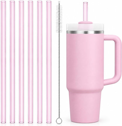 Replacement Straw Compatible with 40 oz Stanley Quencher Tumbler, 12 Inch Extra Long Reusable Plastic Straws for 40 Oz Cup, Clear-6 Pack