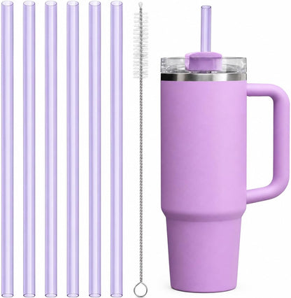Replacement Straw Compatible with 40 oz Stanley Quencher Tumbler, 12 Inch Extra Long Reusable Plastic Straws for 40 Oz Cup, Clear-6 Pack