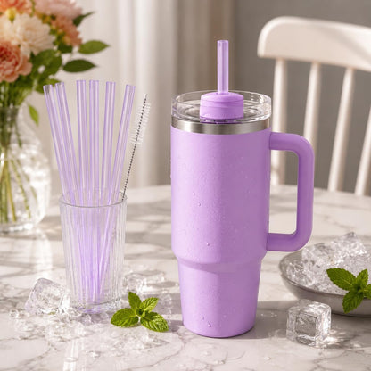 Replacement Straw Compatible with 40 oz Stanley Quencher Tumbler, 12 Inch Extra Long Reusable Plastic Straws for 40 Oz Cup, Clear-6 Pack