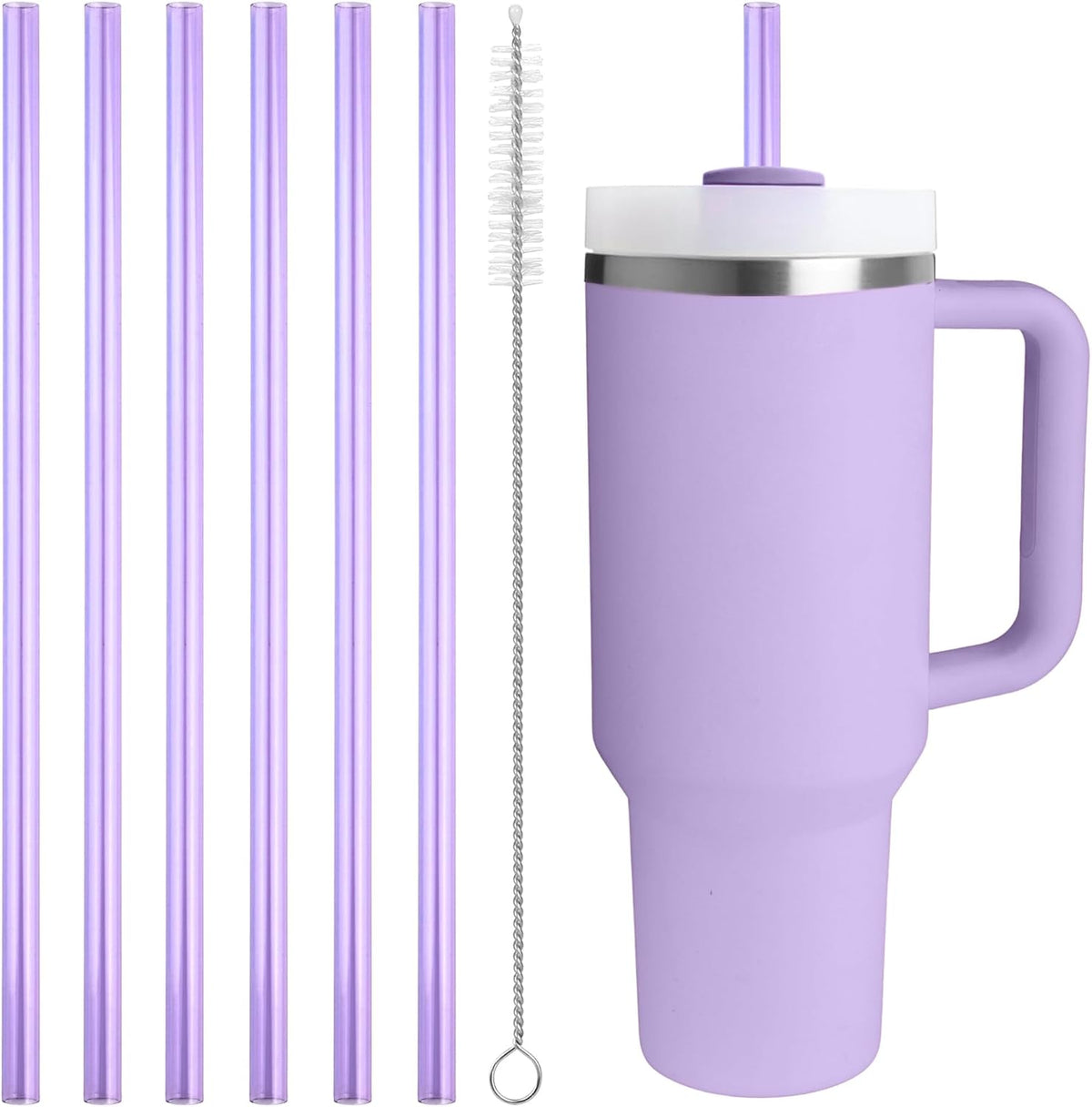 Replacement Straw Compatible with 40 oz Stanley Quencher Tumbler, 12 Inch Extra Long Reusable Plastic Straws for 40 Oz Cup, Clear-6 Pack