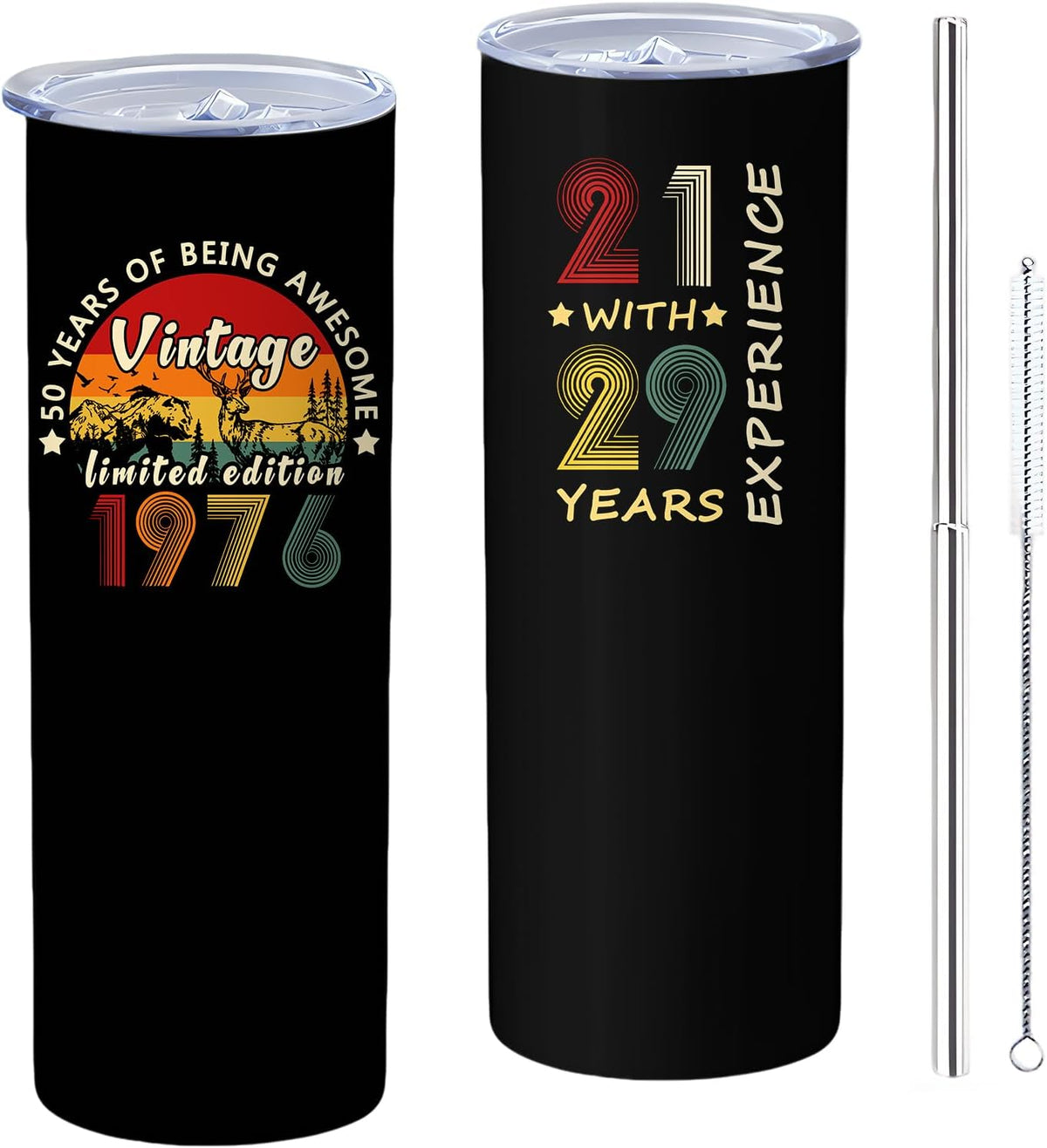 50th Birthday Gifts Women 40 oz Tumbler with Handle Straw Lid | 50th Birthday Cup Leak Proof 50 Years Old Birthday Gifts for Women Insulated Coffee Mug Travel Party Favors