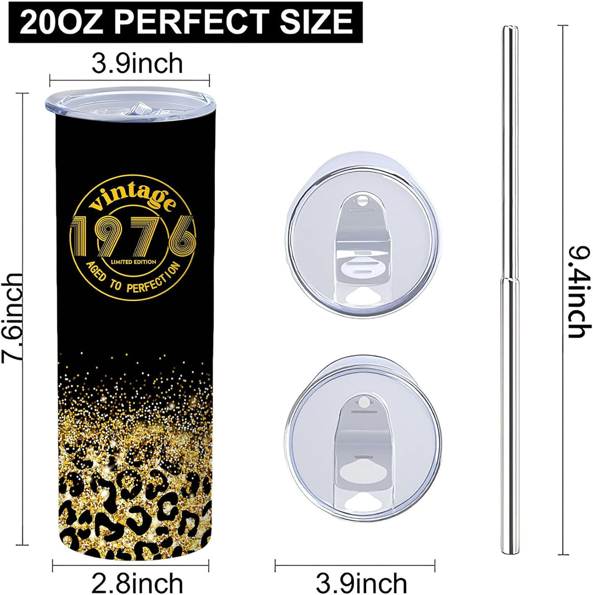 50th Birthday Gifts Women 40 oz Tumbler with Handle Straw Lid | 50th Birthday Cup Leak Proof 50 Years Old Birthday Gifts for Women Insulated Coffee Mug Travel Party Favors