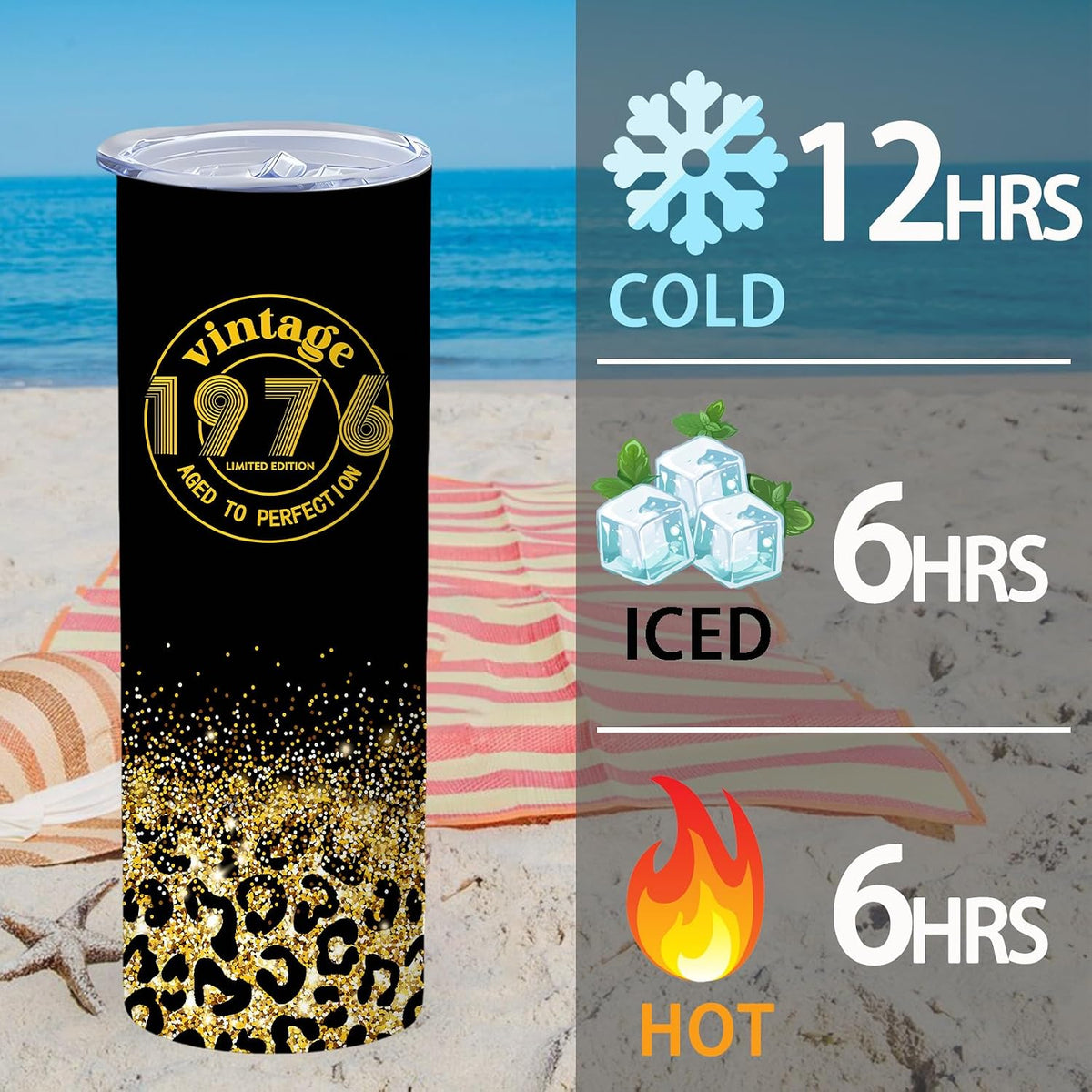 50th Birthday Gifts Women 40 oz Tumbler with Handle Straw Lid | 50th Birthday Cup Leak Proof 50 Years Old Birthday Gifts for Women Insulated Coffee Mug Travel Party Favors