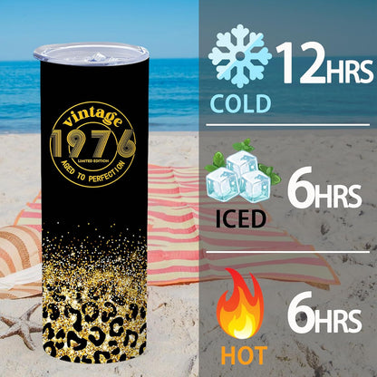 50th Birthday Gifts Women 40 oz Tumbler with Handle Straw Lid | 50th Birthday Cup Leak Proof 50 Years Old Birthday Gifts for Women Insulated Coffee Mug Travel Party Favors
