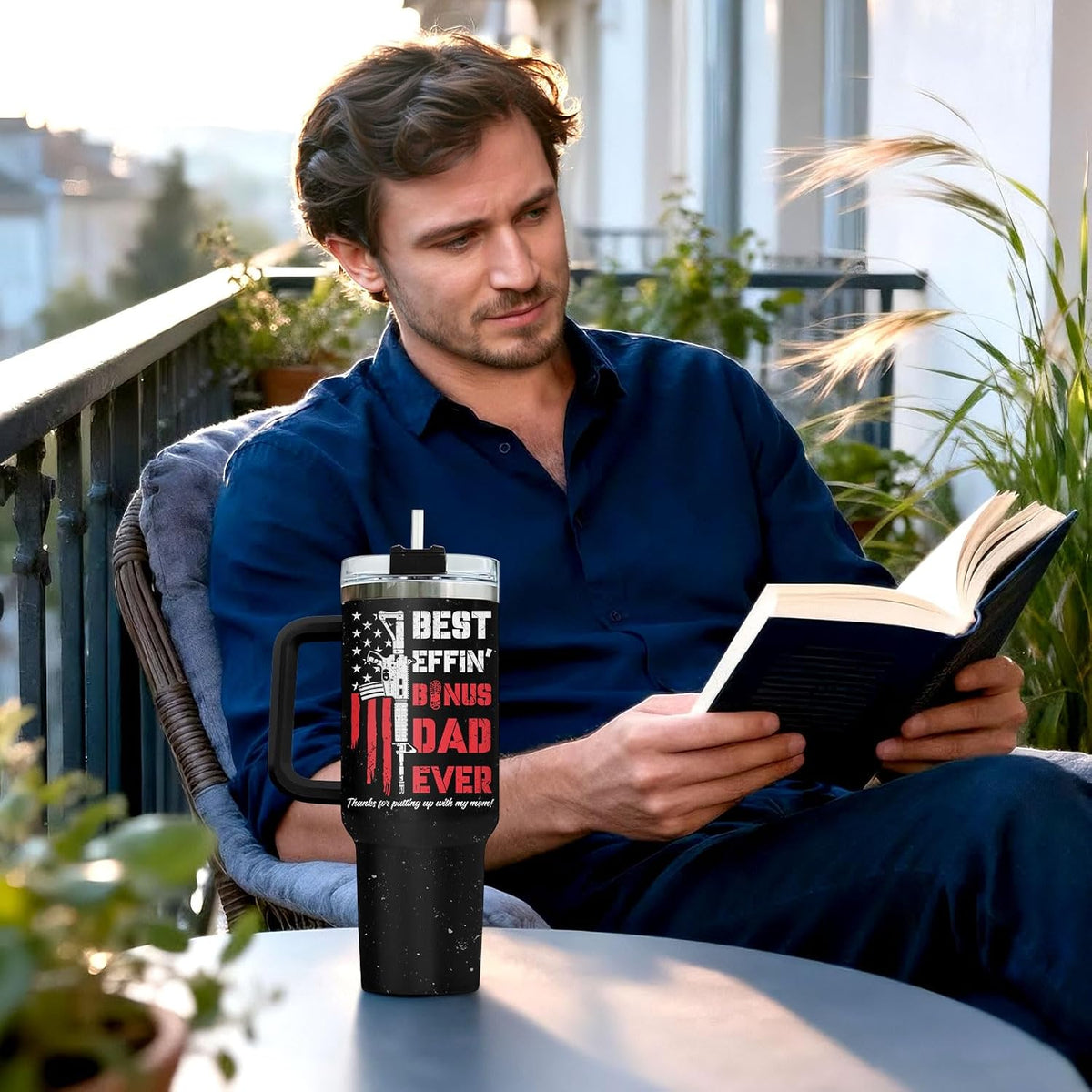 Dad Dadman Funny 40 oz Tumbler with Handle, Funny Dad Gift | Gift for Dad Tumbler 40oz, Cool Dadman Travel Mug, Funny Superhero Birthday from Daughter Son - Colors B