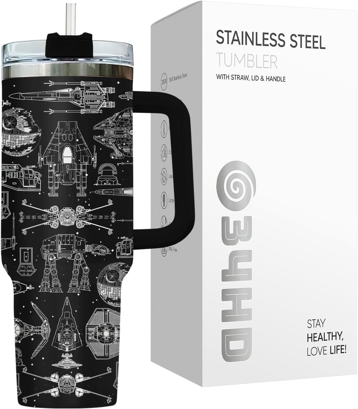 Dad Dadman Funny 40 oz Tumbler with Handle, Funny Dad Gift | Gift for Dad Tumbler 40oz, Cool Dadman Travel Mug, Funny Superhero Birthday from Daughter Son - Colors B