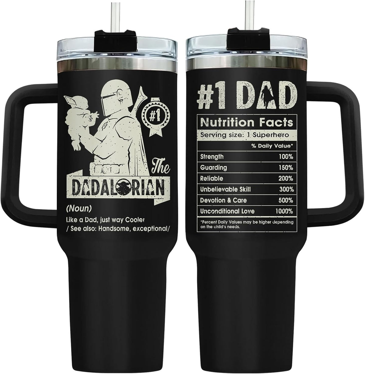 Dad Dadman Funny 40 oz Tumbler with Handle, Funny Dad Gift | Gift for Dad Tumbler 40oz, Cool Dadman Travel Mug, Funny Superhero Birthday from Daughter Son - Colors B