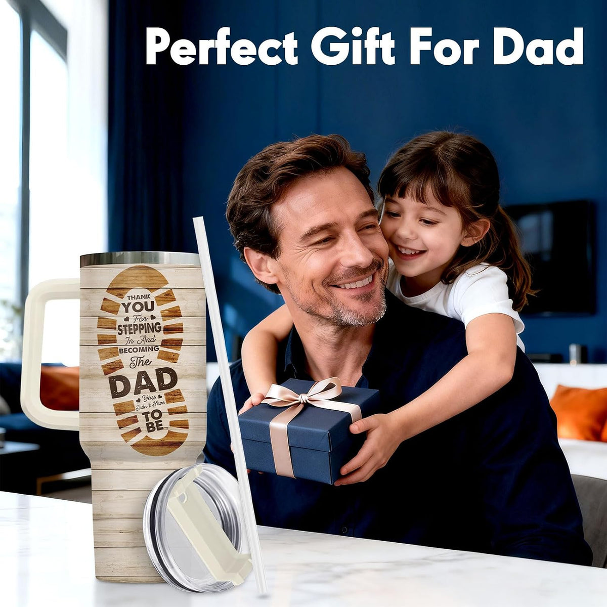 Dad Dadman Funny 40 oz Tumbler with Handle, Funny Dad Gift | Gift for Dad Tumbler 40oz, Cool Dadman Travel Mug, Funny Superhero Birthday from Daughter Son - Colors B