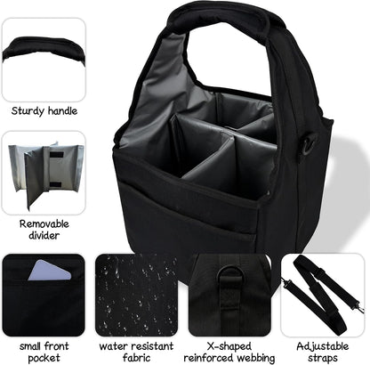 Reusable Drink Carrier Tote Bag with Handle Family Size 4 Compartment Water Bottle Holder with Adjustable Shoulder Strap & Removable Dividers Multiple Tumbler Caddy for Car,Delivery,Family Outings