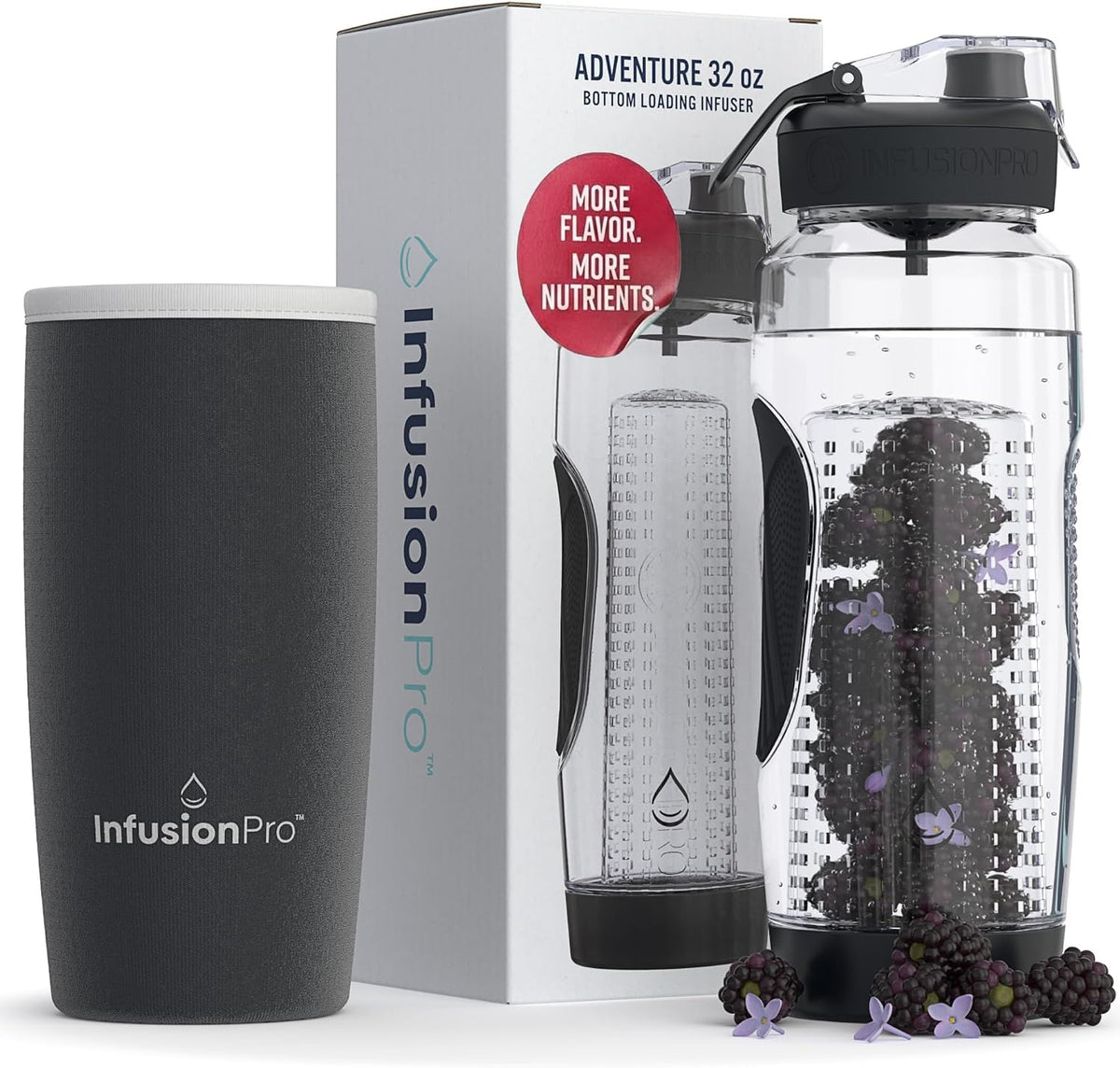 32 oz Fruit Infuser Water Bottle, Insulated Sleeve
