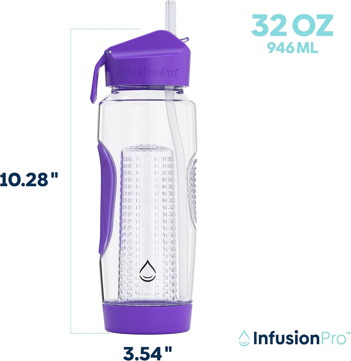 32 oz Fruit Infuser Water Bottle, Insulated Sleeve