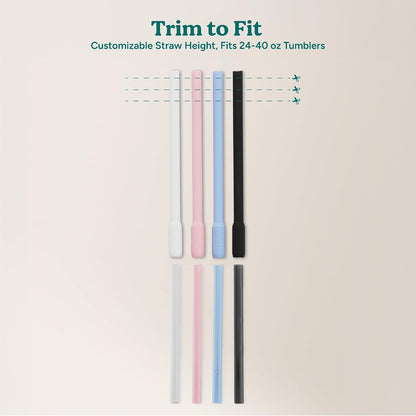 Reusable Cold1 Flex Straws, Flip and Sip Silicone-Tritan Combo Replacement XL Straws, 4-Pack of BPA-Free, Dishwasher-Safe, Fits Most 24 oz to 50 oz Tumblers and Travel Mugs, Assorted Colors