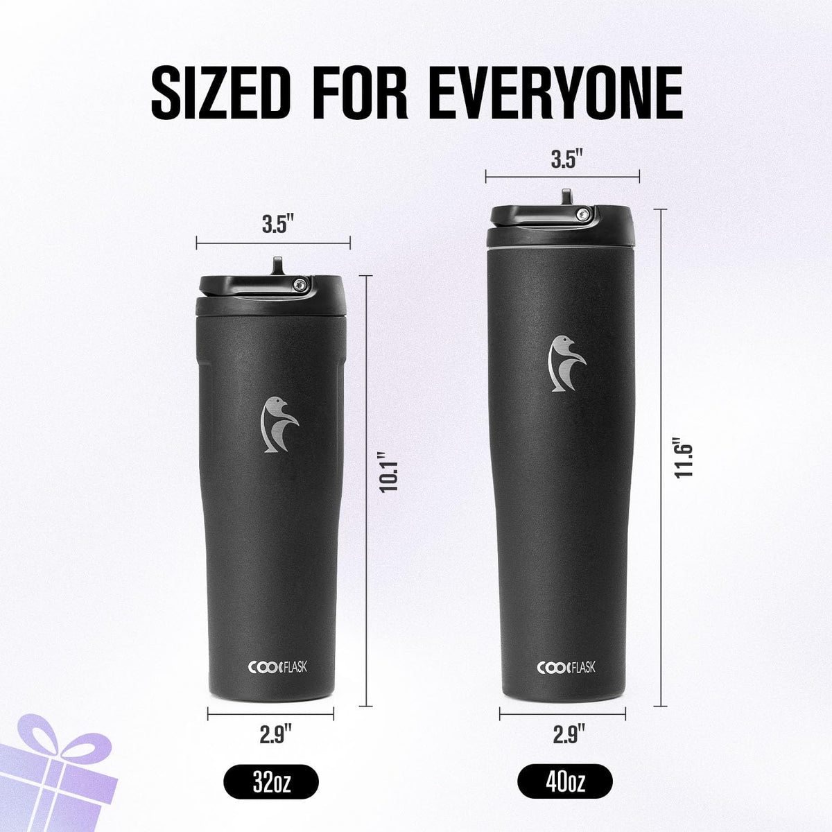 40 oz Insulated Water Bottle Fits Cup Holder with Straw & Handle