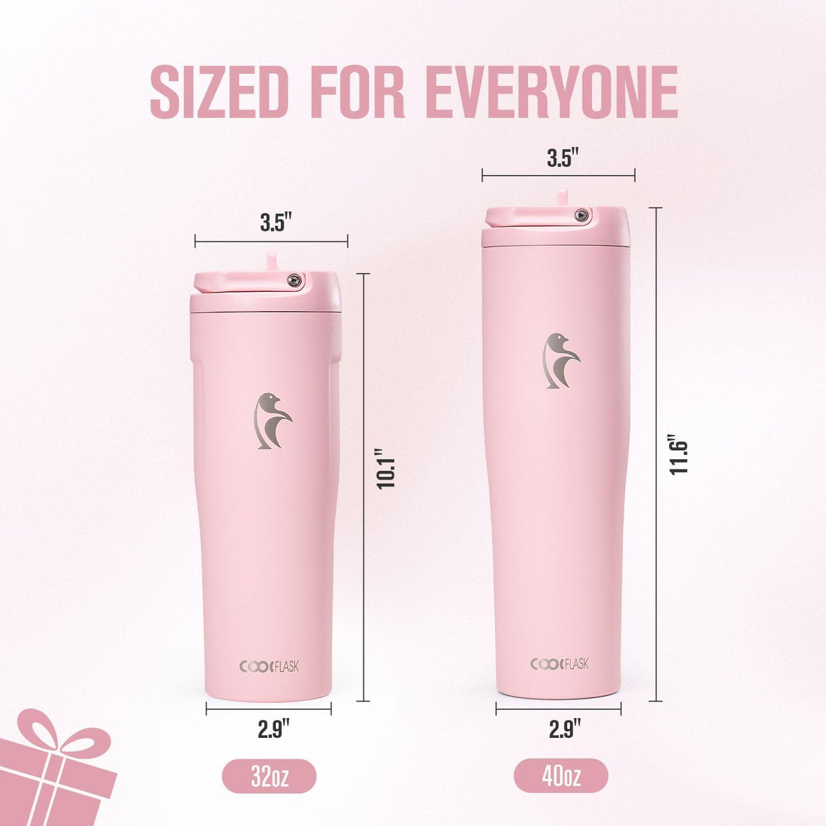 40 oz Insulated Water Bottle Fits Cup Holder with Straw & Handle