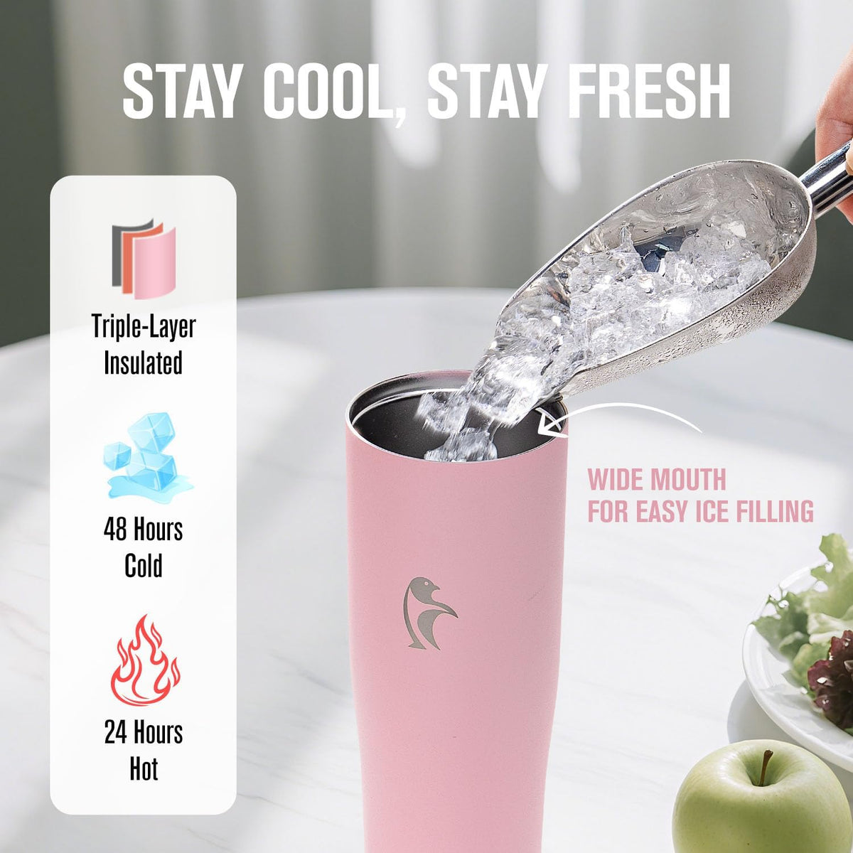 40 oz Insulated Water Bottle Fits Cup Holder with Straw & Handle