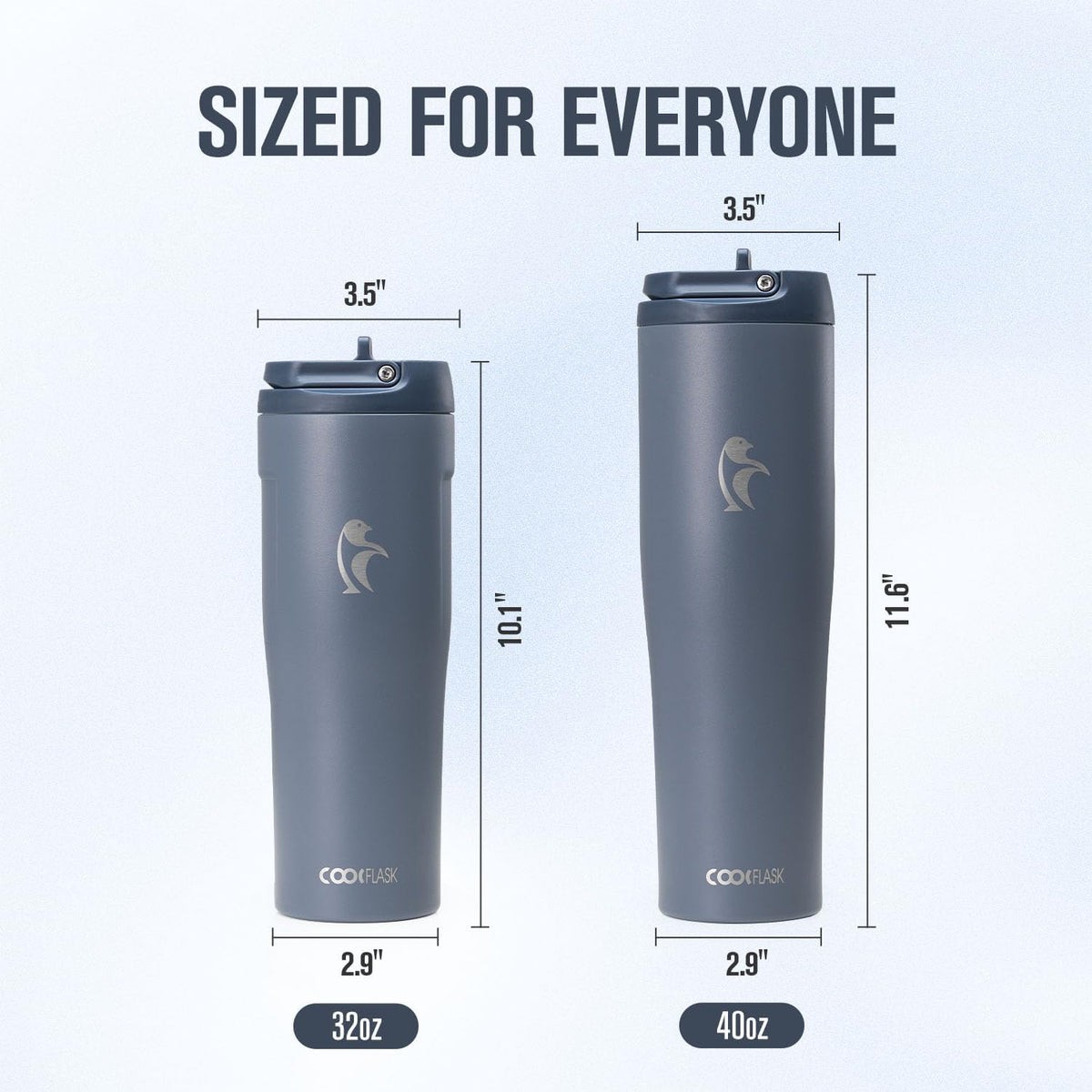 40 oz Insulated Water Bottle Fits Cup Holder with Straw & Handle