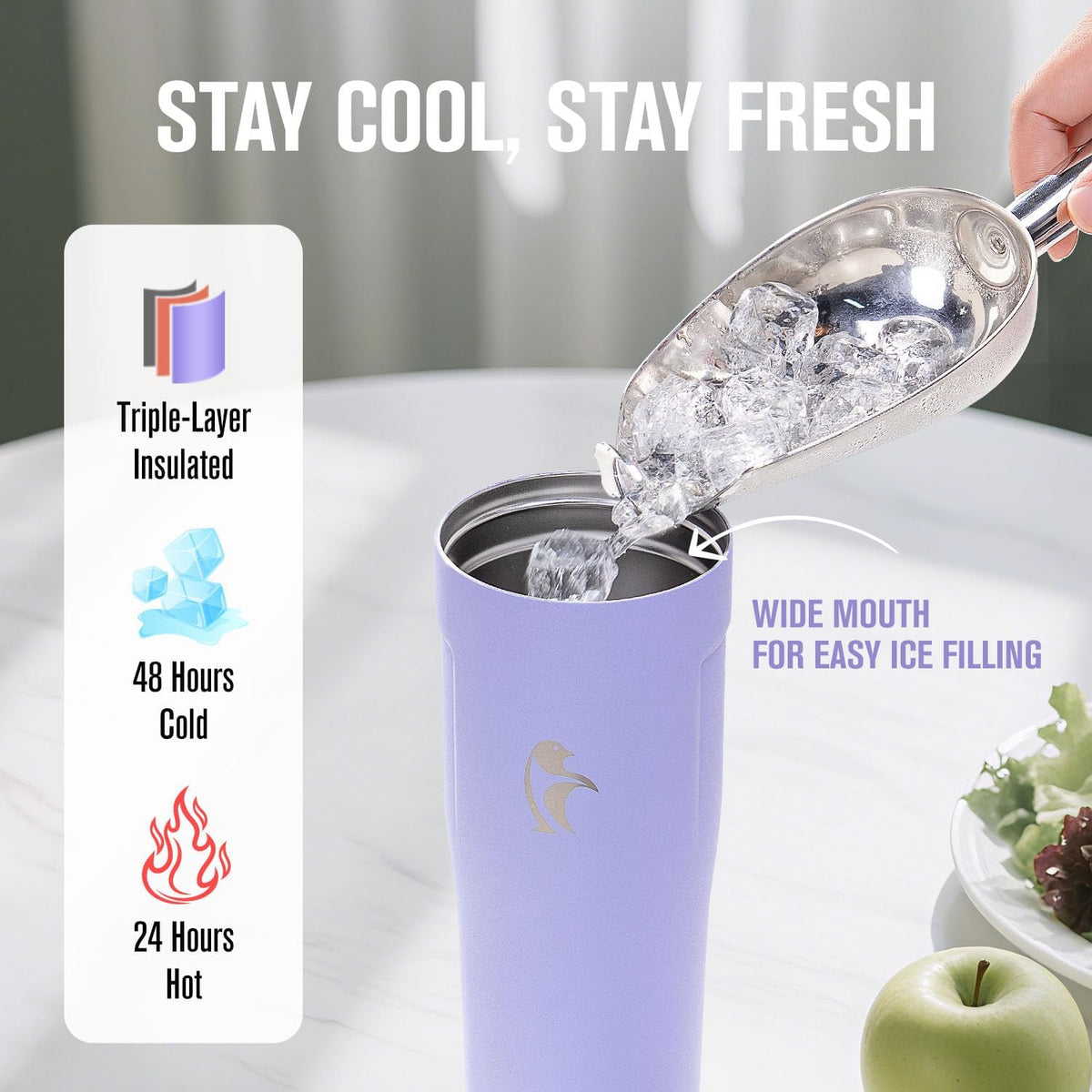 40 oz Insulated Water Bottle Fits Cup Holder with Straw & Handle