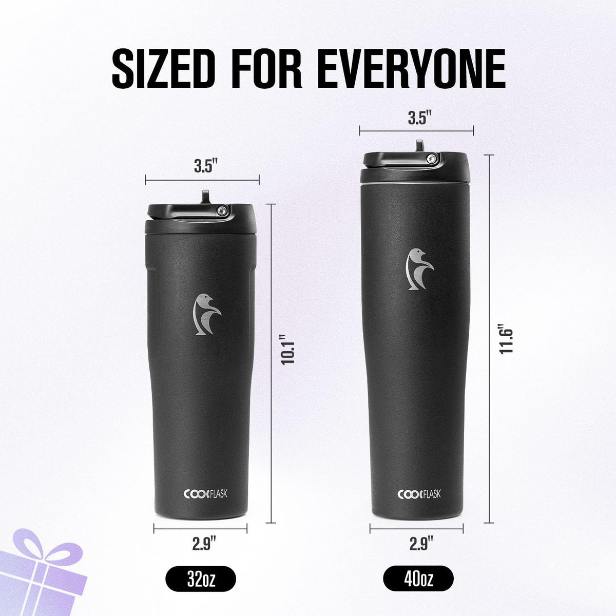 40 oz Insulated Water Bottle Fits Cup Holder with Straw & Handle