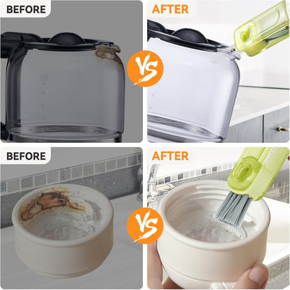 3 in 1 Cup Lid Gap Cleaning Brush Set, Multifunctional Bottle Cleaning Brush, Silicone Cup Lid Gap Cleaner, Home Kitchen Crevice Cleaning Tools (Multicolored)
