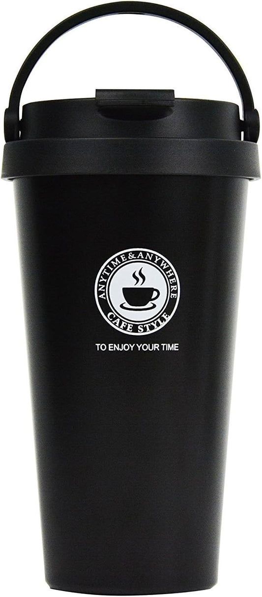 18/8 Stainless Steel Double Wall Vacuum Insulated Travel Coffee Mug with Handle/Portable Thermal Cup,Wide Mouth Tumbler with Leak Proof Lid,17oz,Brown