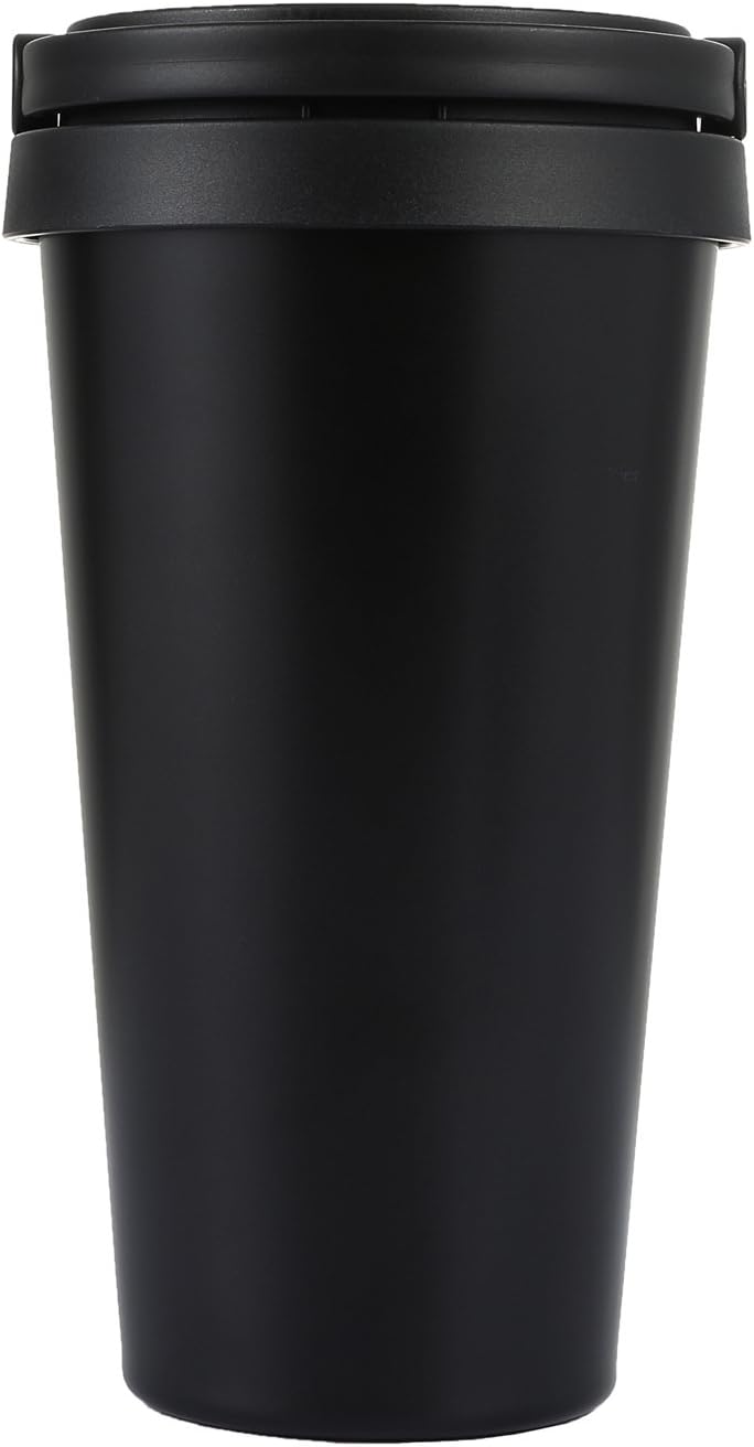 18/8 Stainless Steel Double Wall Vacuum Insulated Travel Coffee Mug with Handle/Portable Thermal Cup,Wide Mouth Tumbler with Leak Proof Lid,17oz,Brown