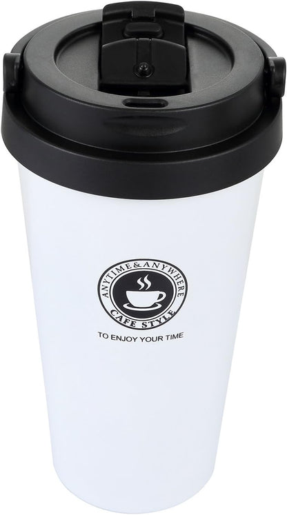 18/8 Stainless Steel Double Wall Vacuum Insulated Travel Coffee Mug with Handle/Portable Thermal Cup,Wide Mouth Tumbler with Leak Proof Lid,17oz,Brown