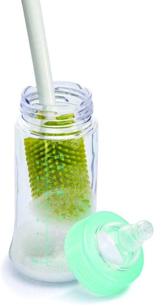 Joie Bottle Brush, Silicone Scrubber with Long Handle, Ideal for Cleaning Water Bottles, Baby Bottles and Glasses, Gentle Non-Scratch Bristles, Handy Kitchen Gadget, Colors May Vary