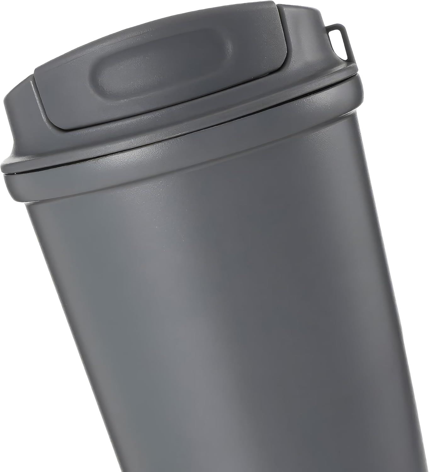 4 Work Flip Open Coffee Mug | 13 oz | Transparent Lid Design, Double Wall Vacuum Travel Mug, Cup Holder Friendly, Non-Slip Base, Compatible with Lanyard Loop – Grey ST-251