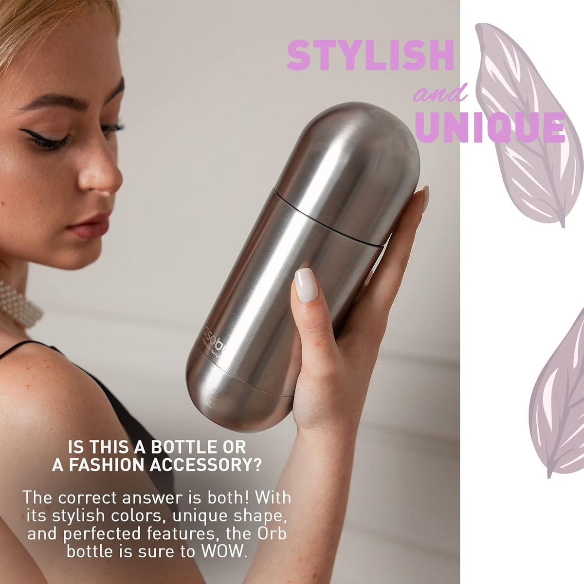 Capsule Bottle Stainless Steel Double Wall Insulated Travel Water Bottle – Lid Doubles as a Cup 14 Ounce (Silver)