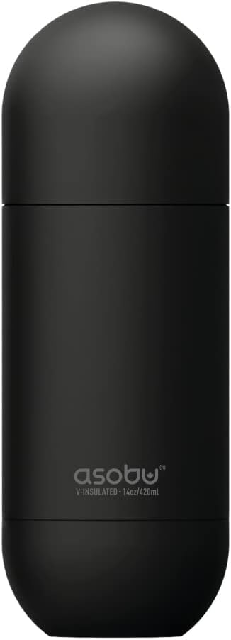 Capsule Bottle Stainless Steel Double Wall Insulated Travel Water Bottle – Lid Doubles as a Cup 14 Ounce (Silver)