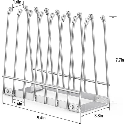 Plastic Bag Drying Rack, Metal Reusable Silicone Ziplock Bag & Bottle Drying Stand, Lerine Drying Rack Kitchen Organizer, Silver