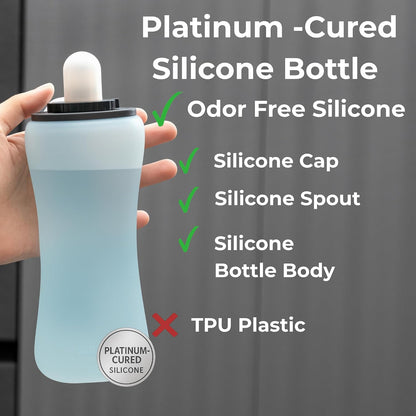 Handheld Running Water Bottle, Collapsible Silicone Foldable 350mL