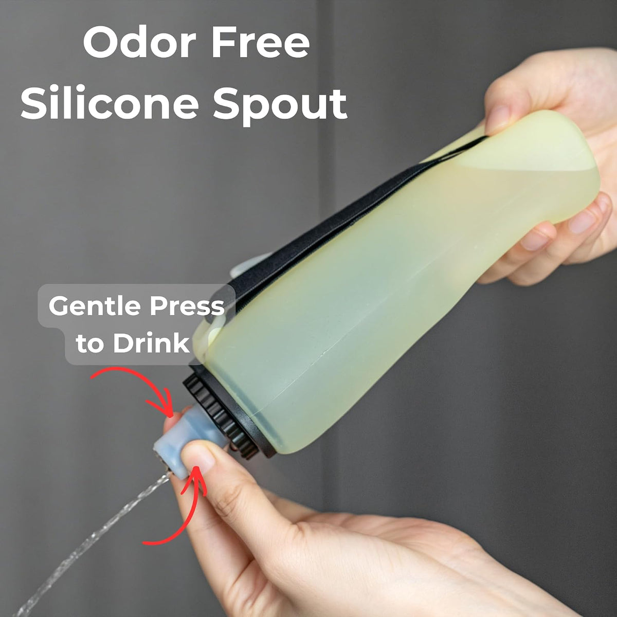 Handheld Running Water Bottle, Collapsible Silicone Foldable 350mL