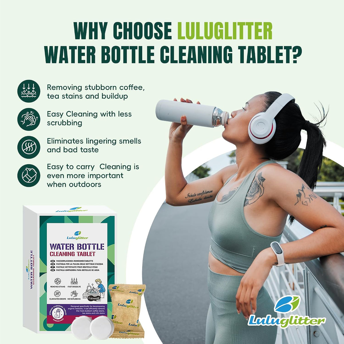 Water Bottle Cleaning Tablets for Bottle Bright 36 tab blister Safe to Use