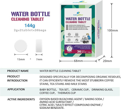 Water Bottle Cleaning Tablets for Bottle Bright 36 tab blister Safe to Use
