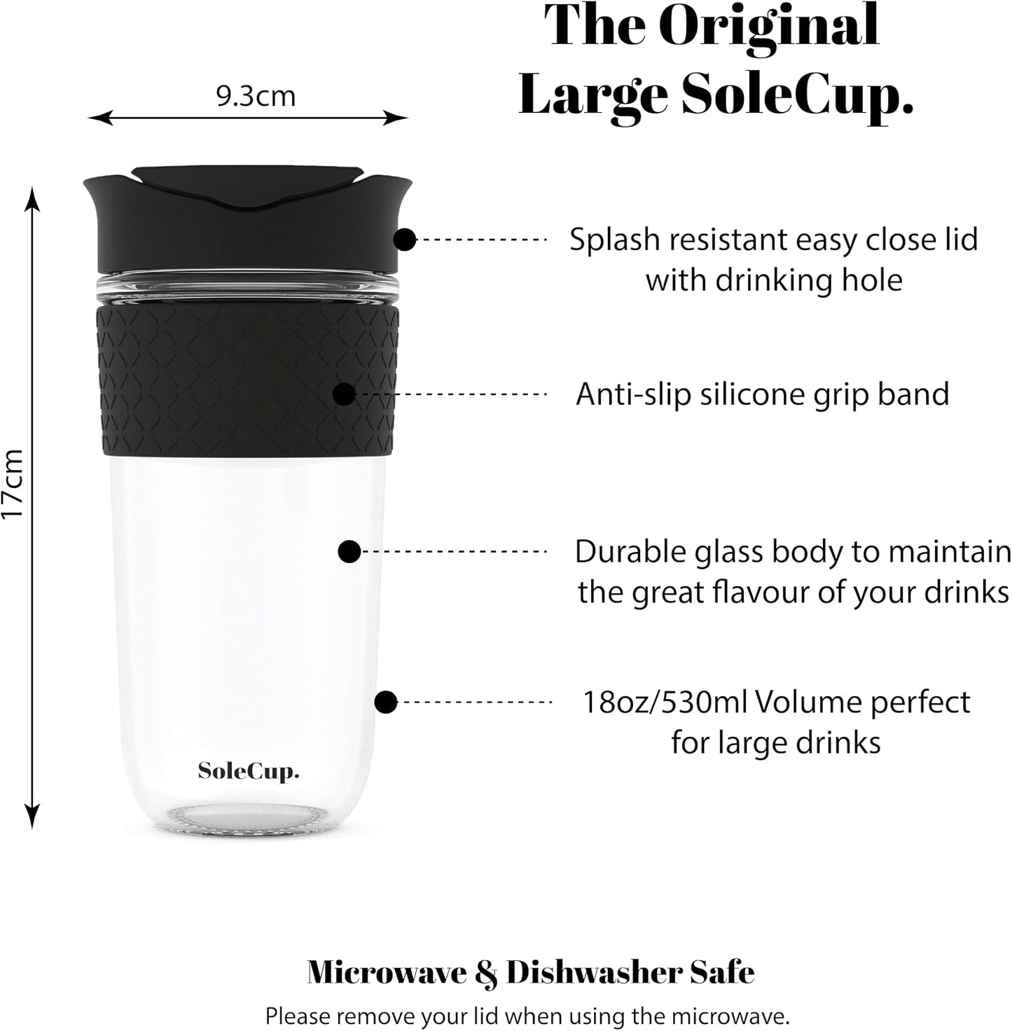 Reusable Strengthened Glass Travel Cup - Spill Proof Coffee Mug - 12oz/340ml BPA-Free Hot Drink Travel Mug with Lid & Silicone Band (Gray and Blue, 12oz)