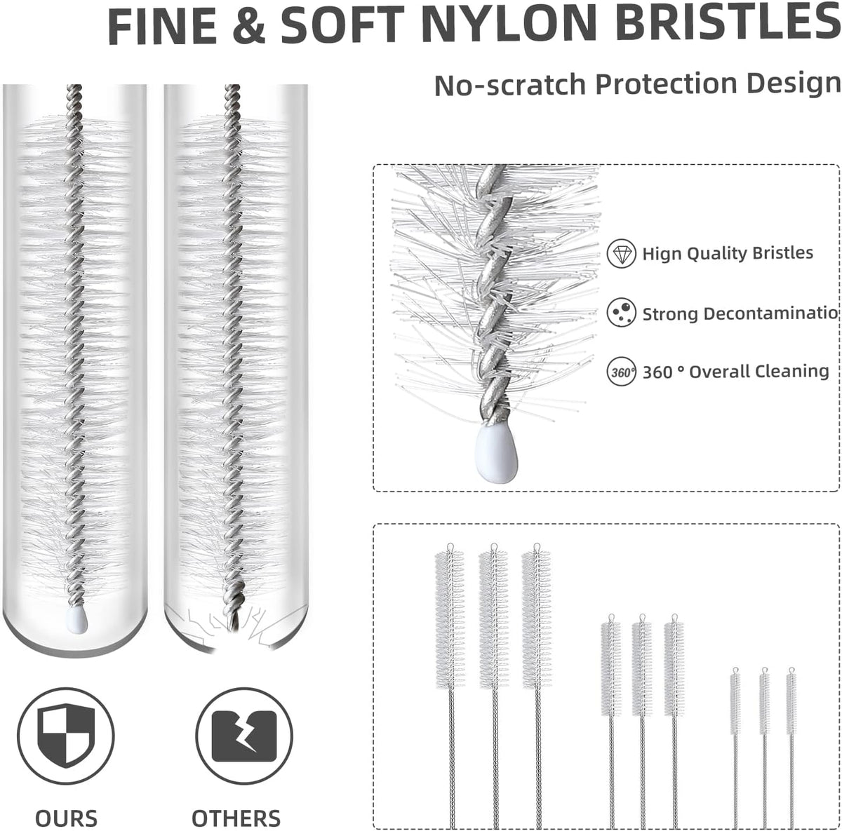 9-Piece Straw Cleaner Brush Kit - for Stanley Mug 40, 30, 20 oz, (3-Size) Extra Long Pipe Cleaners, Straw Cleaning Brush for Tumbler, Sippy Cup, Bottle and Tube