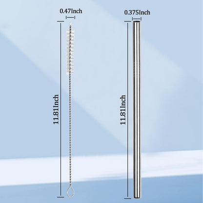 Stainless Steel Straw Replacement for Stanley 40 oz 30 oz,6 PCS Straight Reusable Metal Straws with Cleaning Brush, Compatible for 40oz Stanley Cup Tumbler