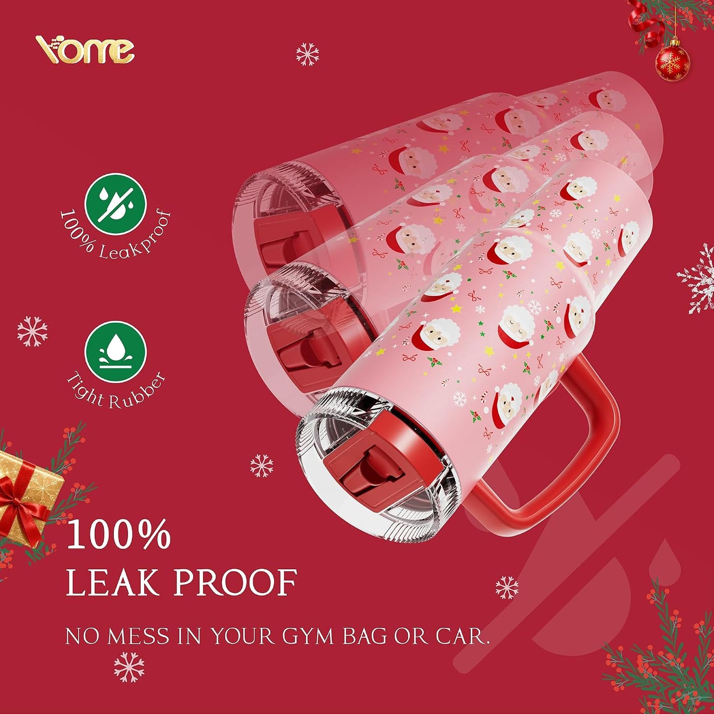 YOME 40oz Bow Cherry Tumbler Handle and Flip Straw | Stainless Steel Insulated Cute Water Bottle | Keeps Drinks Cold | Dishwasher Safe | Cupholder Friendly | Gift Gym Travel Yoga - Colors A