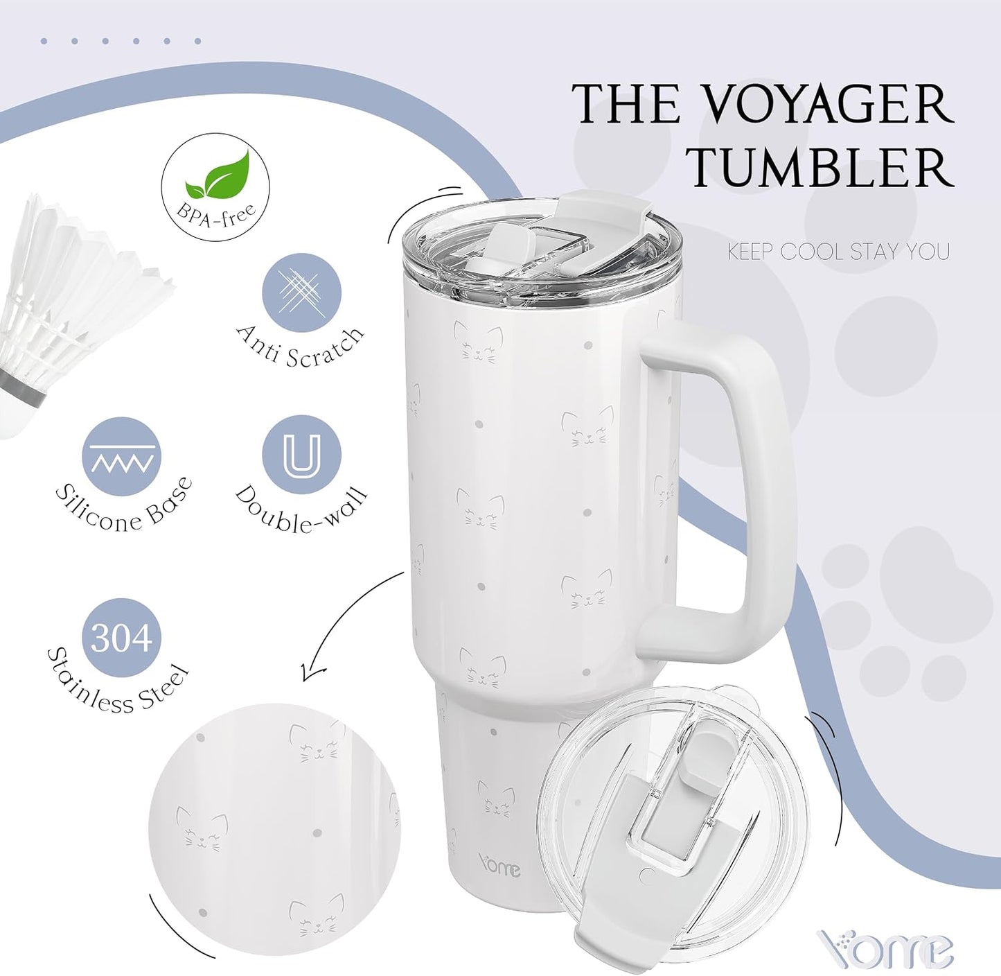 YOME 40oz Bow Cherry Tumbler Handle and Flip Straw | Stainless Steel Insulated Cute Water Bottle | Keeps Drinks Cold | Dishwasher Safe | Cupholder Friendly | Gift Gym Travel Yoga - Colors A