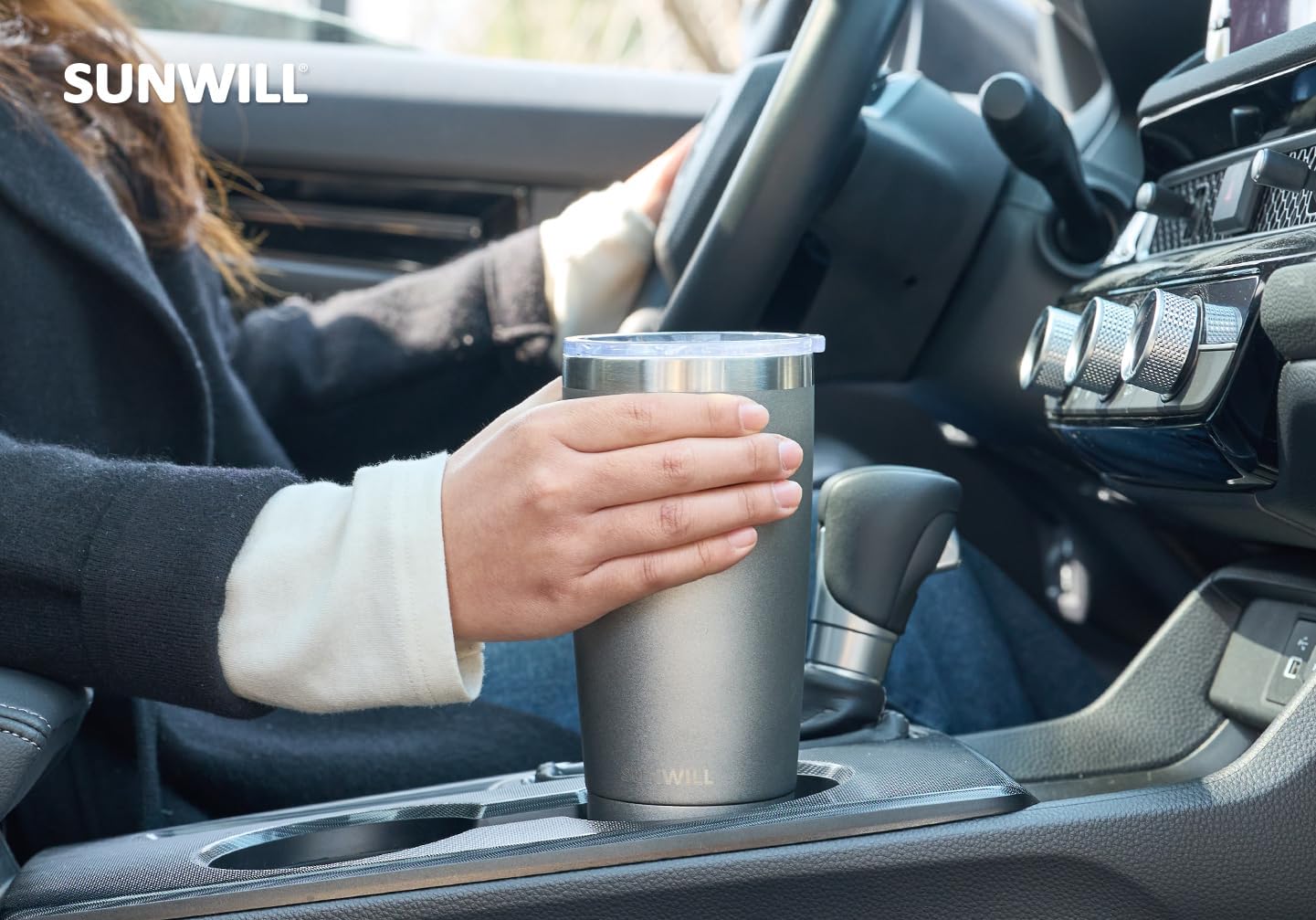 Travel Coffee Tumbler 20 oz, Insulated Mug with Lid, Stainless Steel Cup for Outdoor, Powder Coated Navy