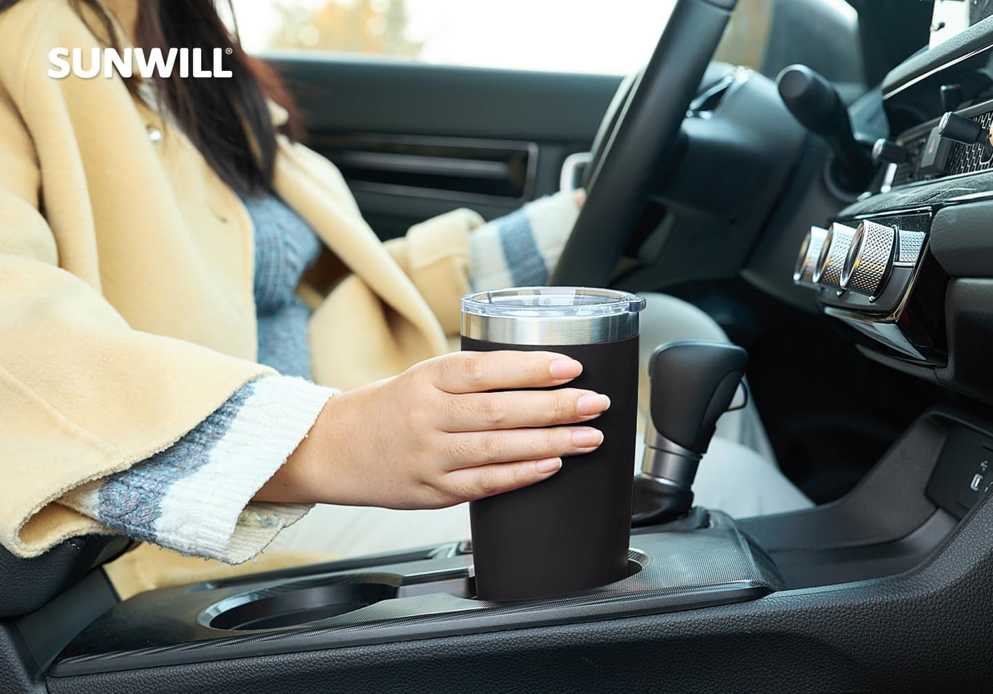 Travel Coffee Tumbler 20 oz, Insulated Mug with Lid, Stainless Steel Cup for Outdoor, Powder Coated Navy