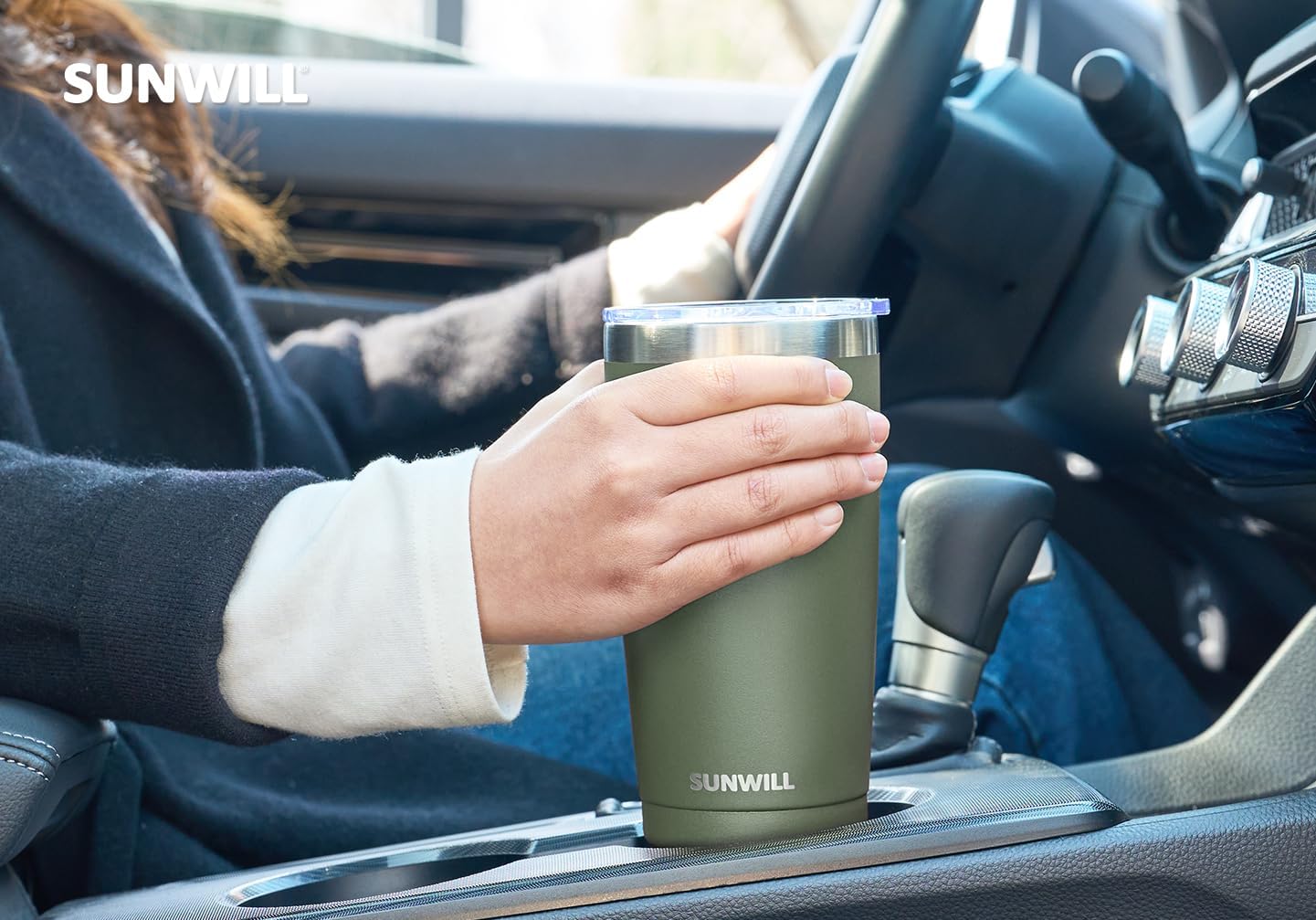 Travel Coffee Tumbler 20 oz, Insulated Mug with Lid, Stainless Steel Cup for Outdoor, Powder Coated Navy