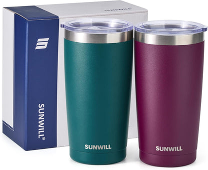 Travel Coffee Tumbler 20 oz, Insulated Mug with Lid, Stainless Steel Cup for Outdoor, Powder Coated Navy