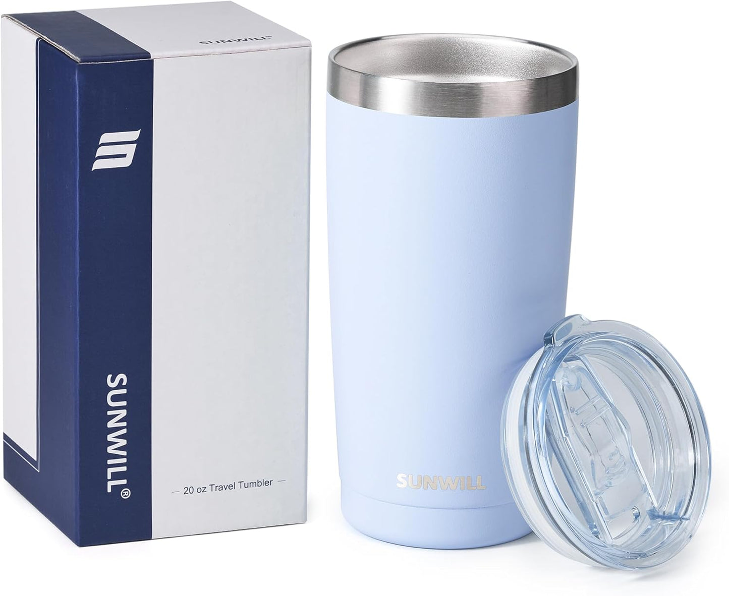 Travel Coffee Tumbler 20 oz, Insulated Mug with Lid, Stainless Steel Cup for Outdoor, Powder Coated Navy