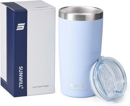 Travel Coffee Tumbler 20 oz, Insulated Mug with Lid, Stainless Steel Cup for Outdoor, Powder Coated Navy