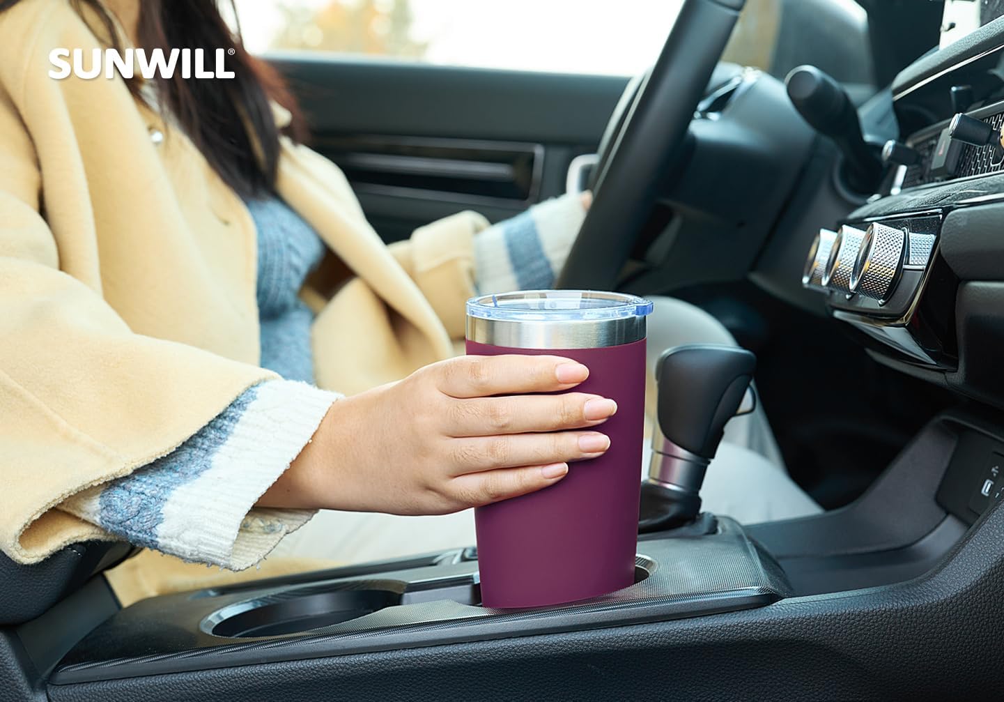 Travel Coffee Tumbler 20 oz, Insulated Mug with Lid, Stainless Steel Cup for Outdoor, Powder Coated Navy