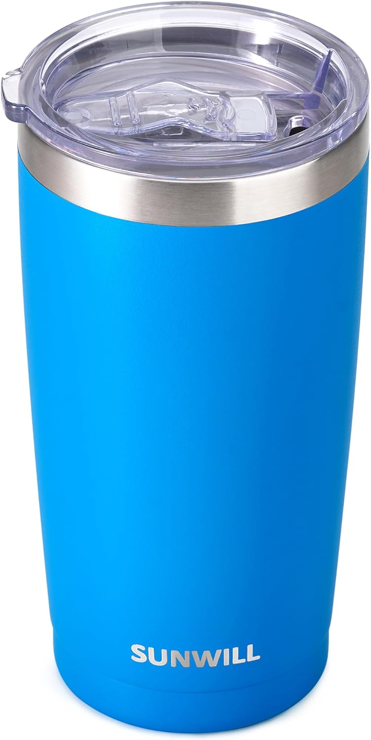 Travel Coffee Tumbler 20 oz, Insulated Mug with Lid, Stainless Steel Cup for Outdoor, Powder Coated Navy